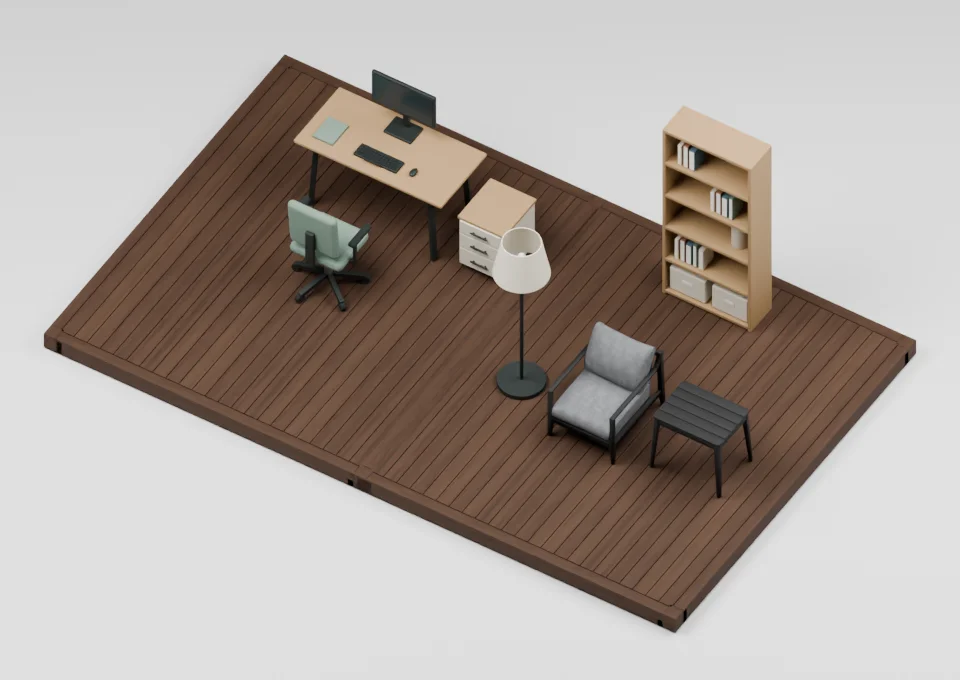 A place to focus: furniture arrangement on a 12 by 20 foot deck