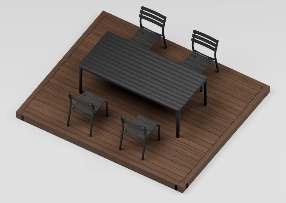 The long lunch: furniture arrangement on a 12 by 10 foot deck