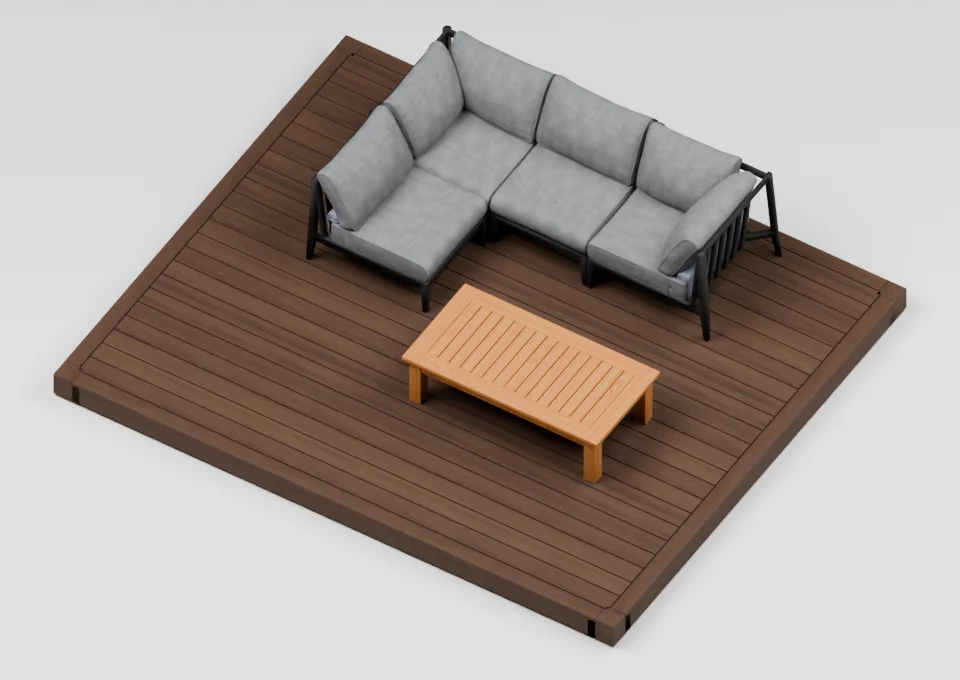 The wraparound: furniture arrangement on a 12 by 10 foot deck