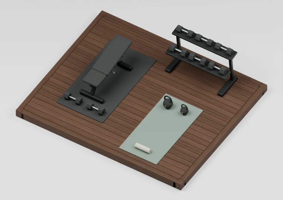 Your private training club: furniture arrangement on a 12 by 10 foot deck